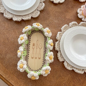 Koszyk na sztućce w stokrotki (beż+pistacja+naturalny+żółty pastel)