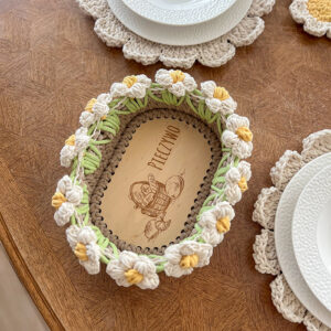 Koszyk na chleb w stokrotki (beż+pistacja+naturalny+żółty pastel)