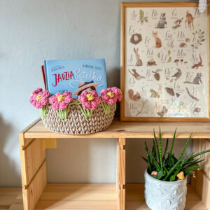 Koszyk wielkanocny w stokrotki 2w1 - 20 cm (piaskowy+pistacja+róż + j. żółty)