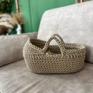 Kosz Mojżesza dla lalki - lniany jasny