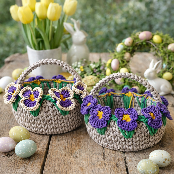 Pakiet wzorów na koszyk w żonkile i bratki - obrazek 3