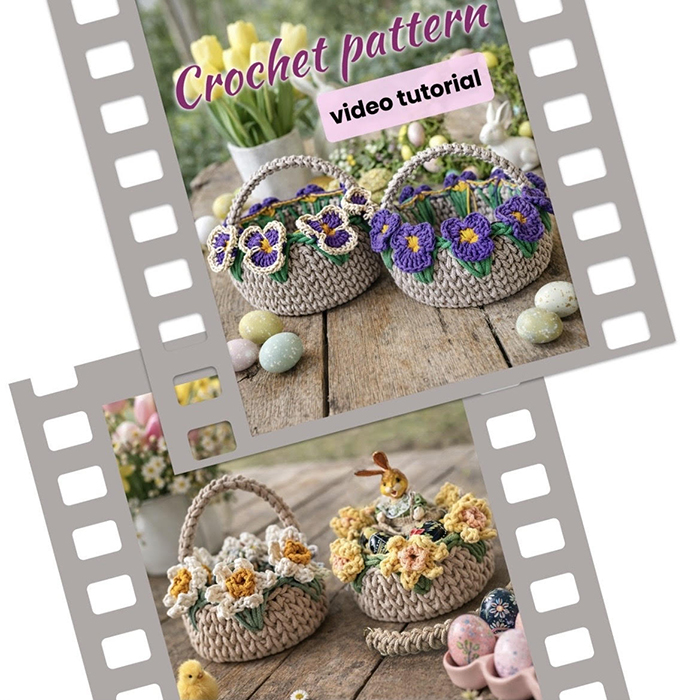 Pakiet wzorów na koszyk w żonkile i bratki